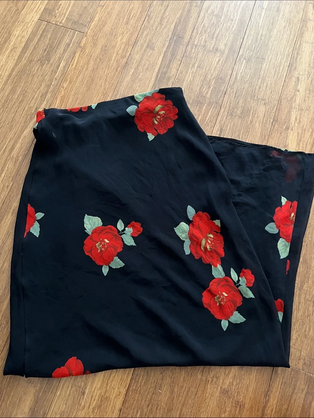 NWT Zara Black Skirt with Red Roses (part of matching set)
